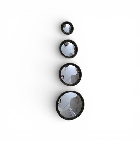 CONVEX ANTIQUED BLACK BEADED MIRROR