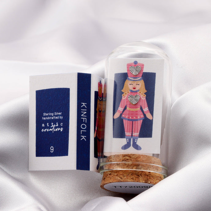 NUTCRACKER DIAMOND CUT SILVER HEART EARRINGS