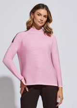 OTTOMAN FUNNEL NECK KNIT TOP - FONDANT