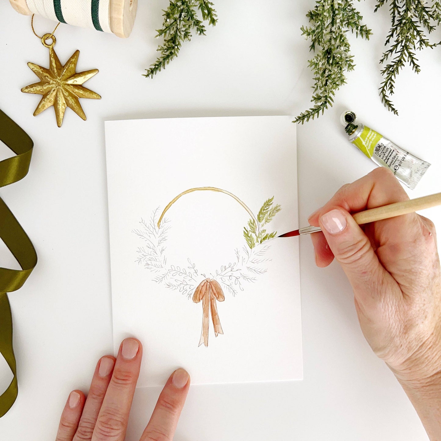 WREATHS PAINTABLE NOTECARDS