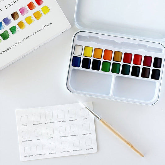 WATERCOLOUR PAINT SET - 18 COLOURS WITH BRUSH