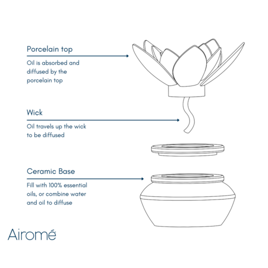 BLOOM PORCELAIN DIFFUSER WITH OIL  - GREEN
