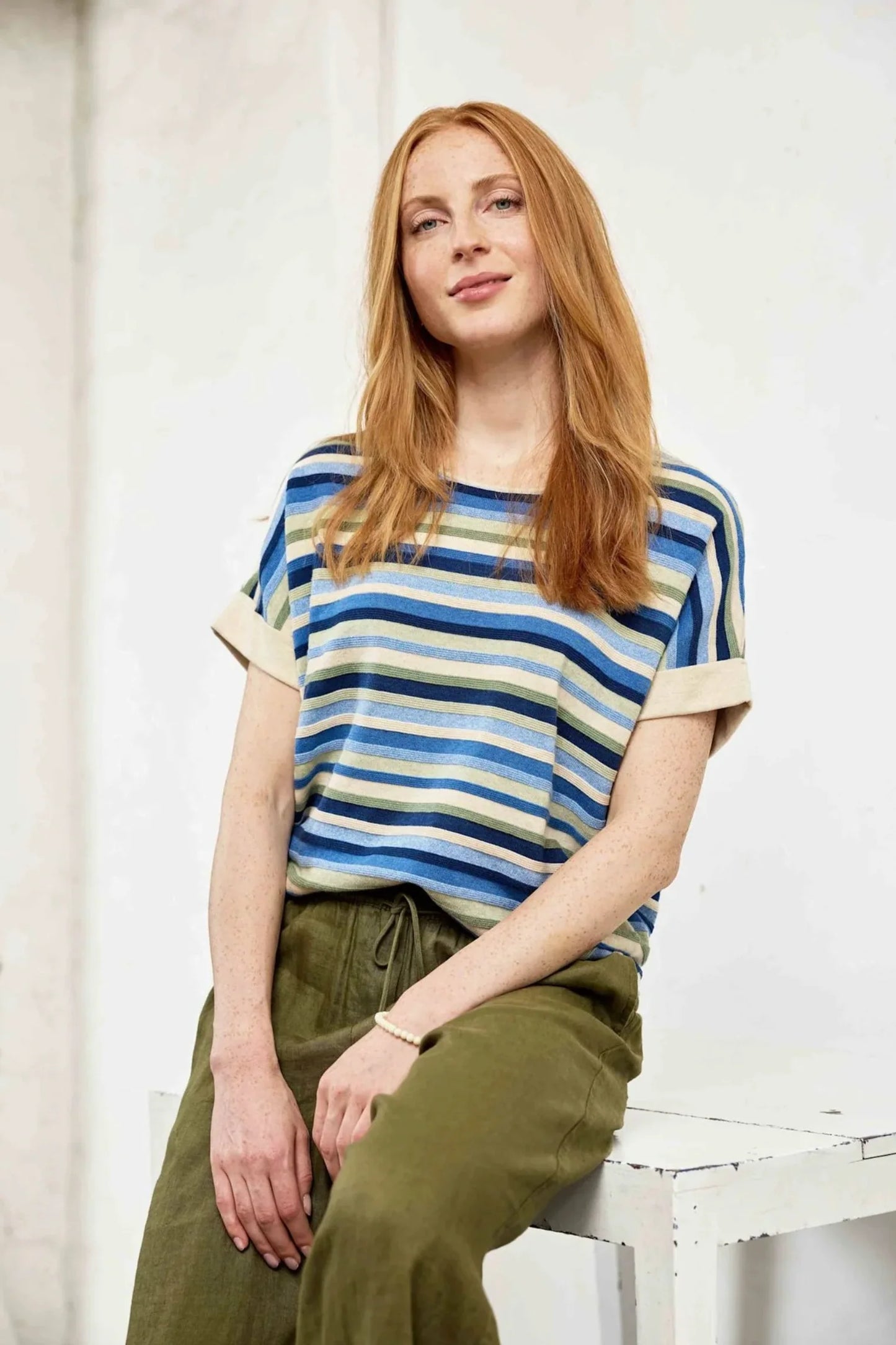 ANDIE ECO LINK STRIPE WEDGE - LIGHT OAT