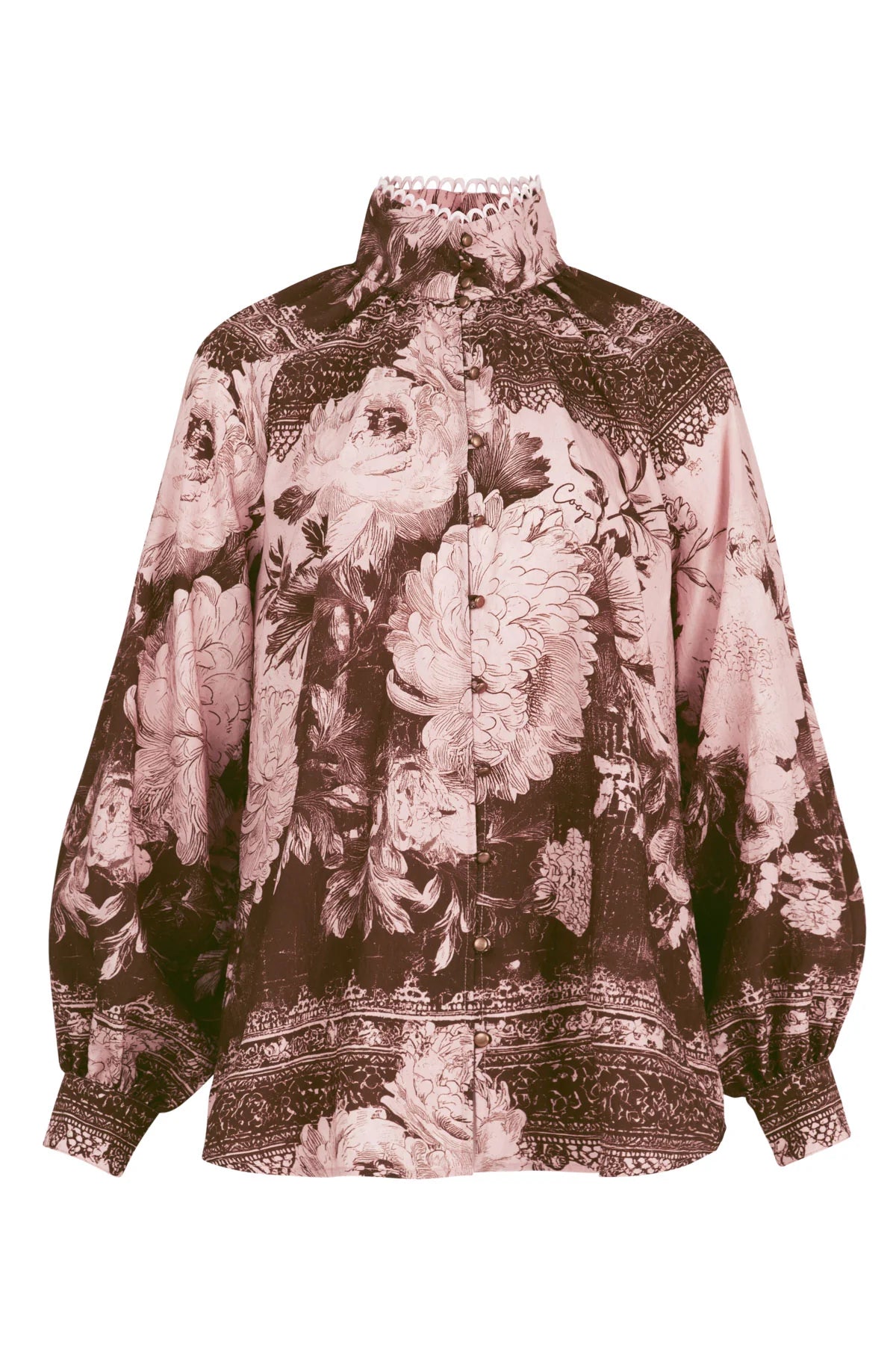 HIGH SOCIETY BLOUSE - PINK & BROWN