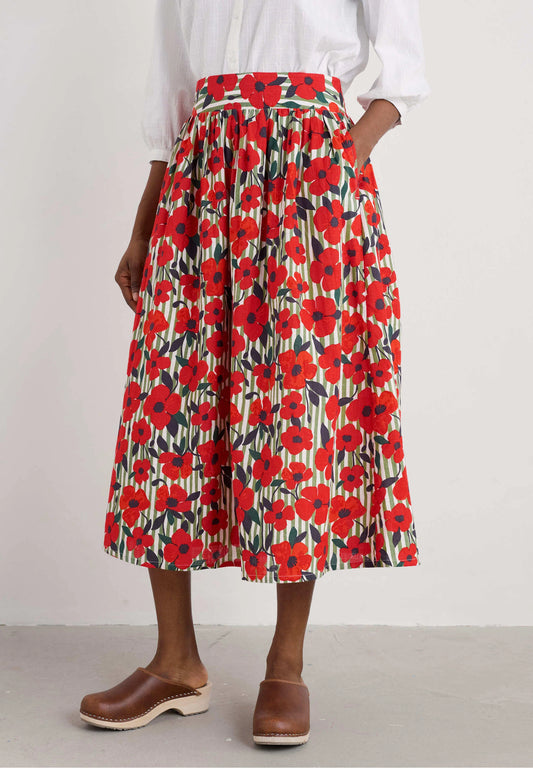 MEVAGISSEY SKIRT - STRIPEY FLORAL MOSS