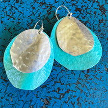 Load image into Gallery viewer, COPPER PATINA &amp; SILVER DISC EARRINGS