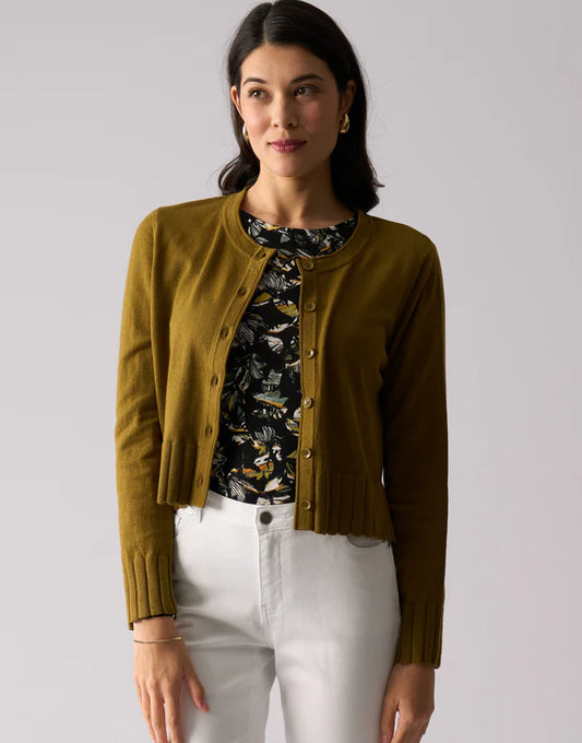SEAMS NATURAL CARDI - DUSKY GREEN