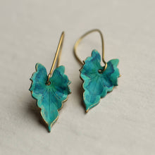 Load image into Gallery viewer, VERDIGRIS TURQUOISE LEAF EARRINGS