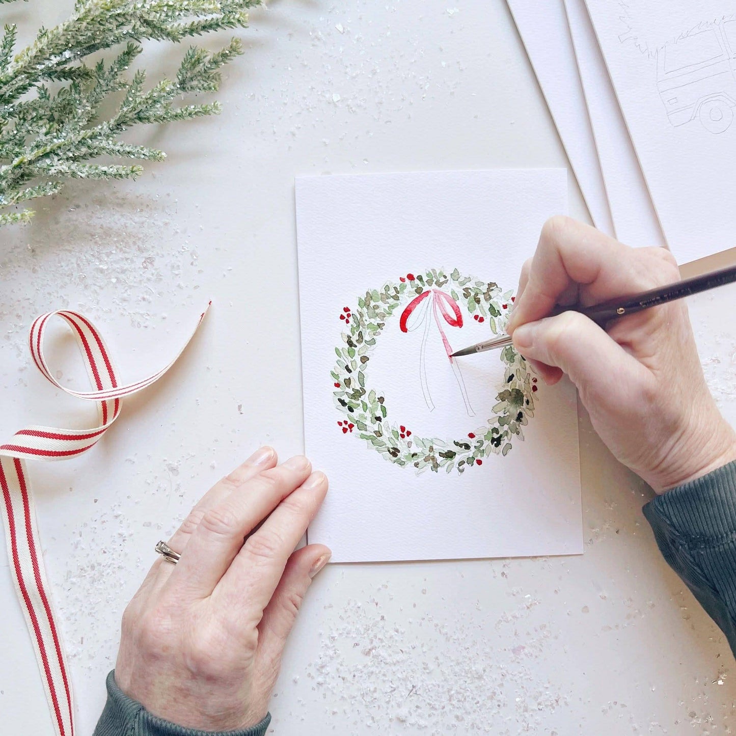 CHRISTMAS CHEER PAINTABLE NOTECARDS SET