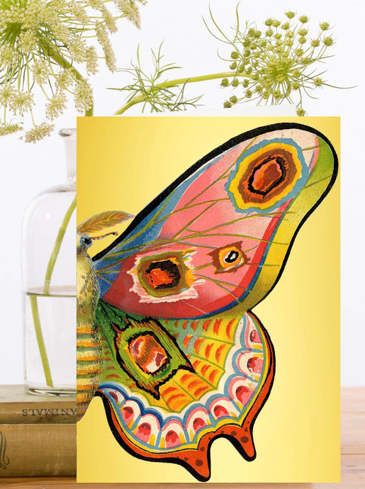 GOLD FOIL LARGE GREETING CARD - BIG MOTH