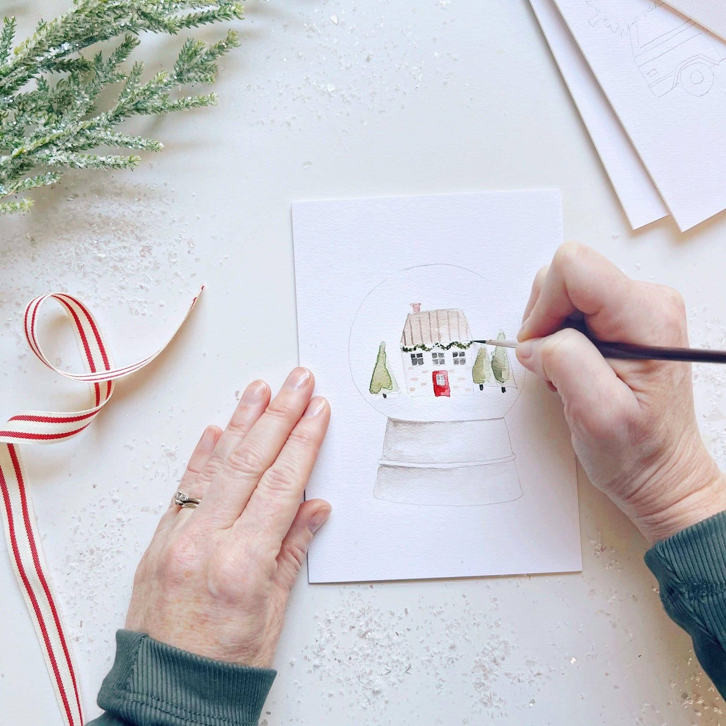 CHRISTMAS CHEER PAINTABLE NOTECARDS SET