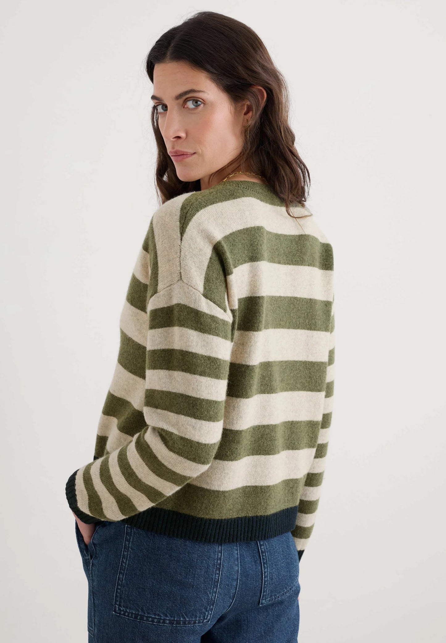 PINWELL CARDIGAN - BRIGHT SHAPE LIGHT OLIVE MIX