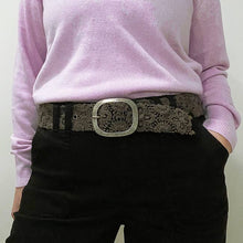 Load image into Gallery viewer, EMBROIDERED WOOL BELT - MIDNIGHT OASIS