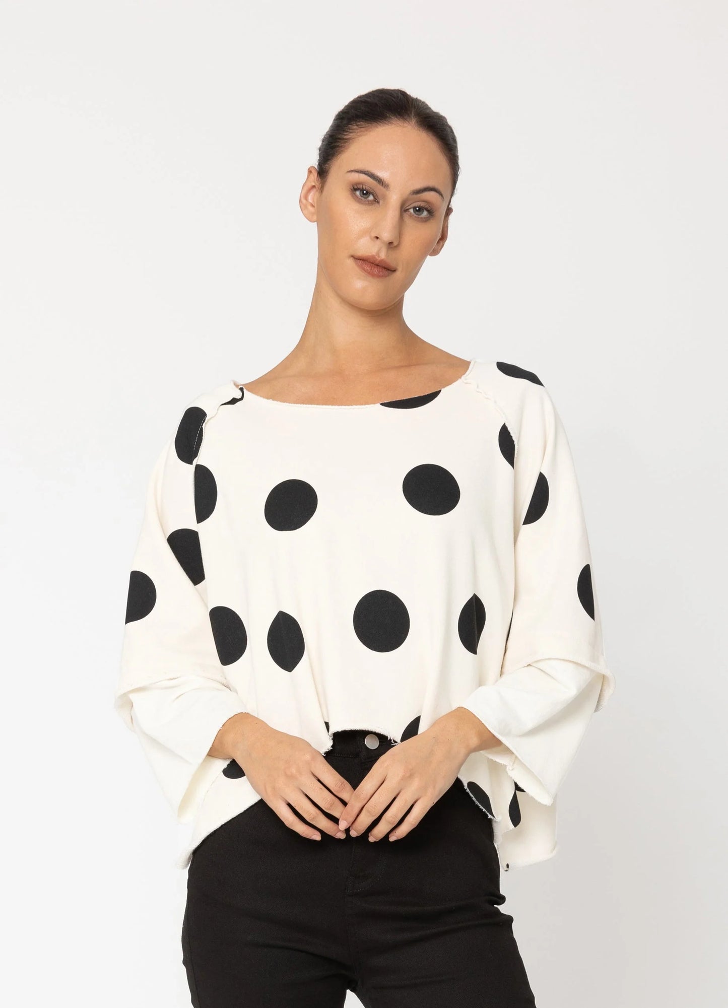 RIZA SWEATSHIRT - WHITE POLKA DOT