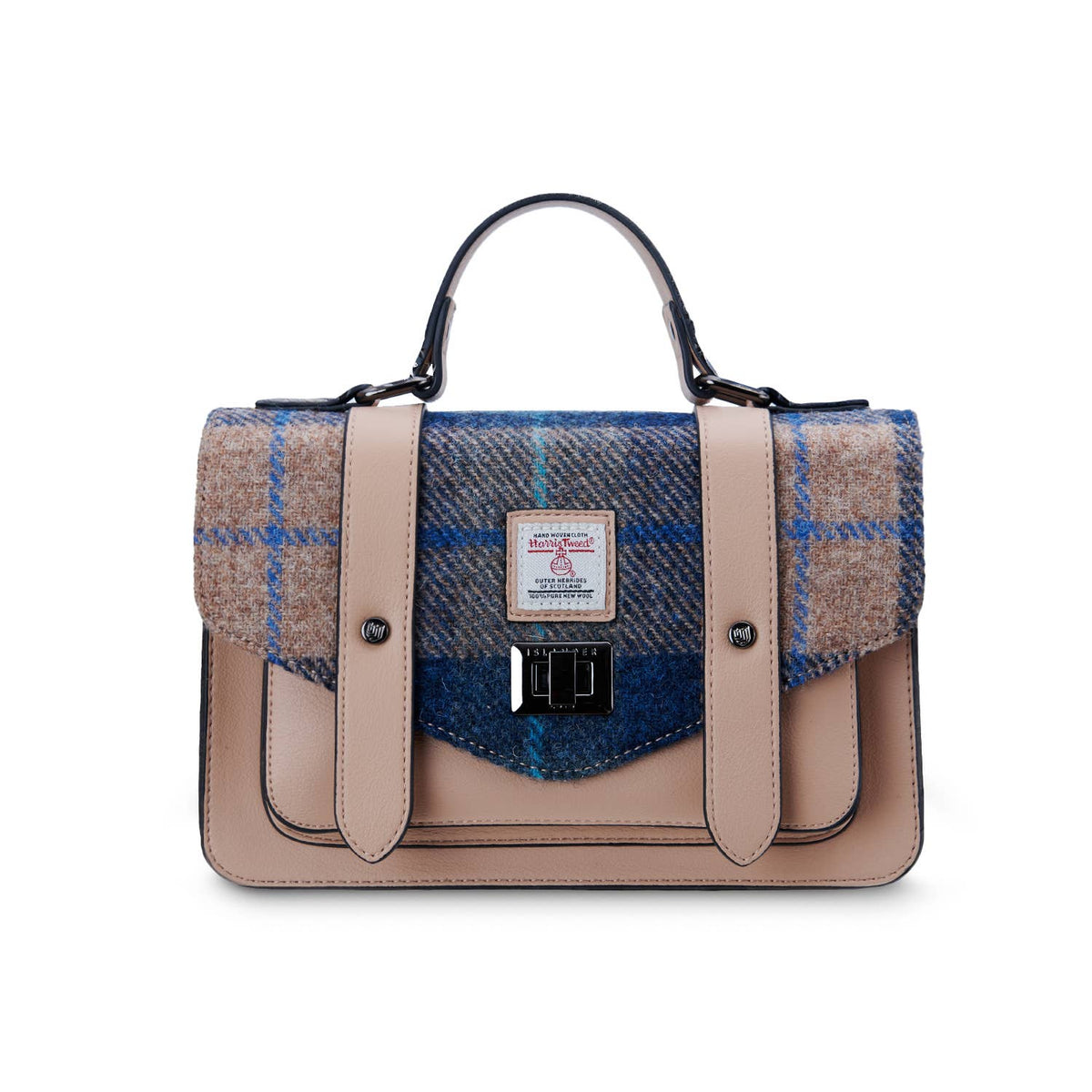 The Medium Satchel: Navy-Beige TartanTHE MEDIUM SATCHEL - NAVY BEIGE TARTAB