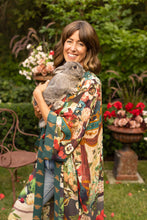 Load image into Gallery viewer, LONG DUSTER ROBE - STAY GOLD FLORAL w/ Rabbit &amp; Bees