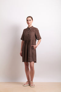 IN CONTRAST DRESS - COCOA