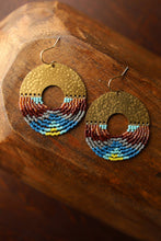 Load image into Gallery viewer, BEADED HANDWOVEN ORGANIC CIRCULAR FRINGE EARRINGS - BLUE