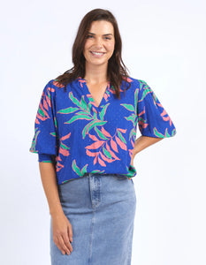 LEILANI BLOUSE - LANI TROPICAL PRINT