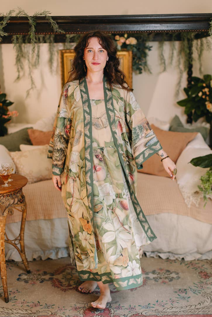 FLEUR DE SOLIEL BOHÉME MAXI  SLIP DRESS WOTH FLORALS & BUTTERFLIES