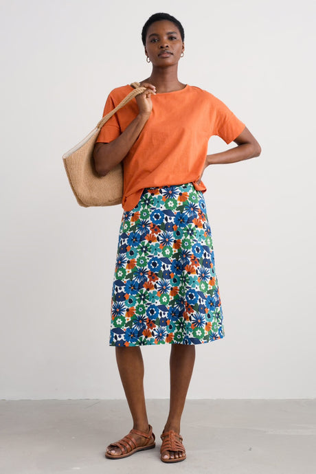 ROSE SKIRT - SCREENPRINT FLORAL CHALK
