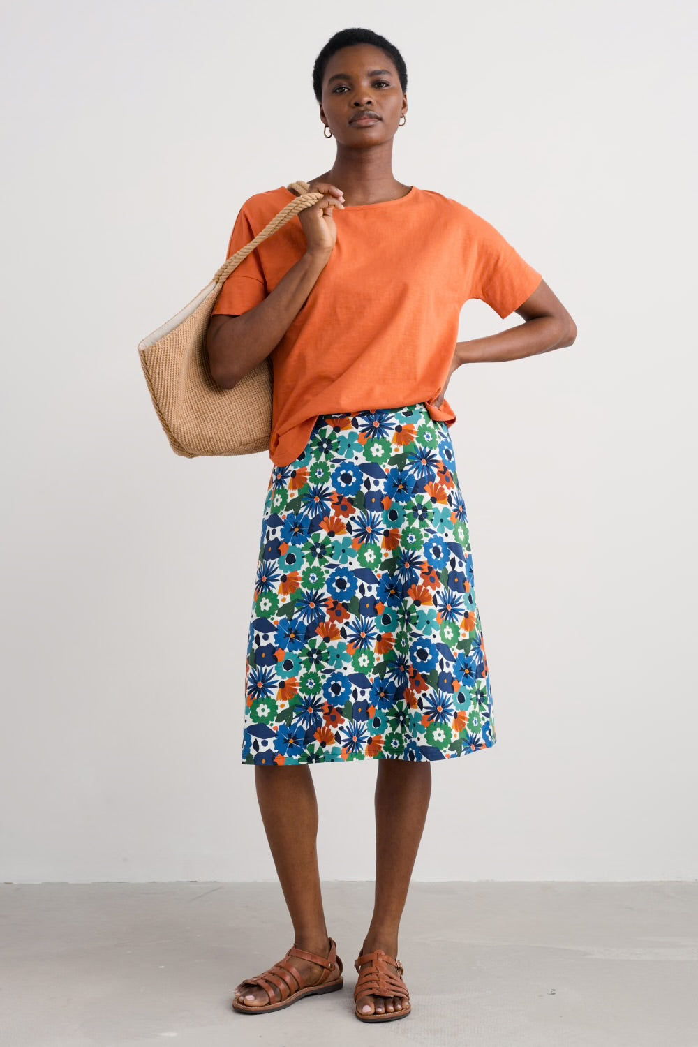 ROSE SKIRT - SCREENPRINT FLORAL CHALK