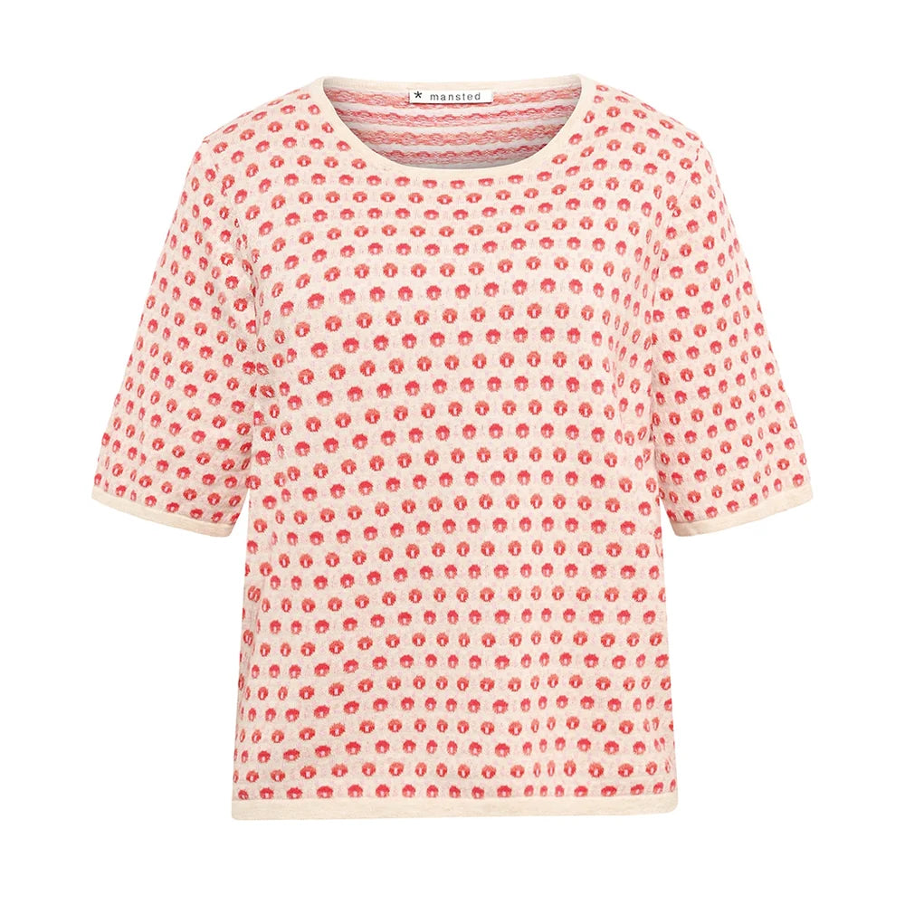 POMME ECO DASHED DOTS TEE - SOFT RED