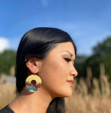 Load image into Gallery viewer, BEADED HANDWOVEN ORGANIC CIRCULAR FRINGE EARRINGS - BLUE