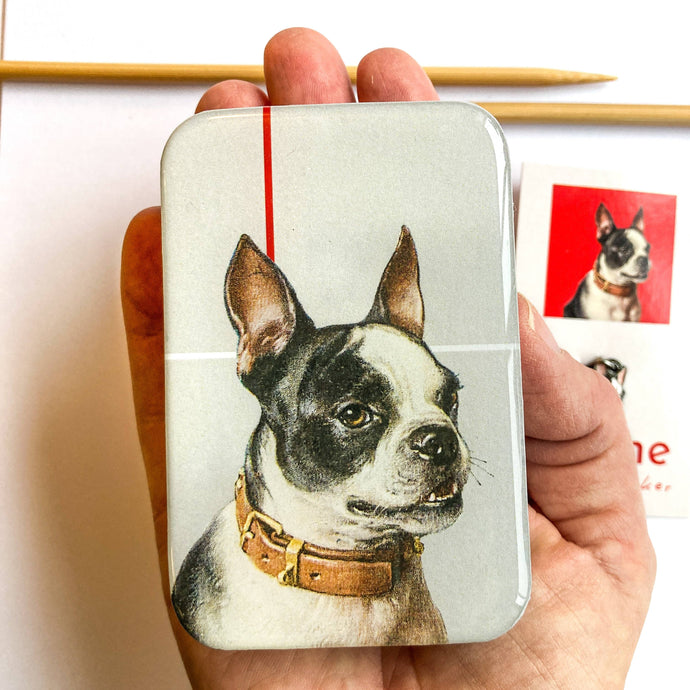 BOSTON TERRIER NOTIONS TIN - LARGE