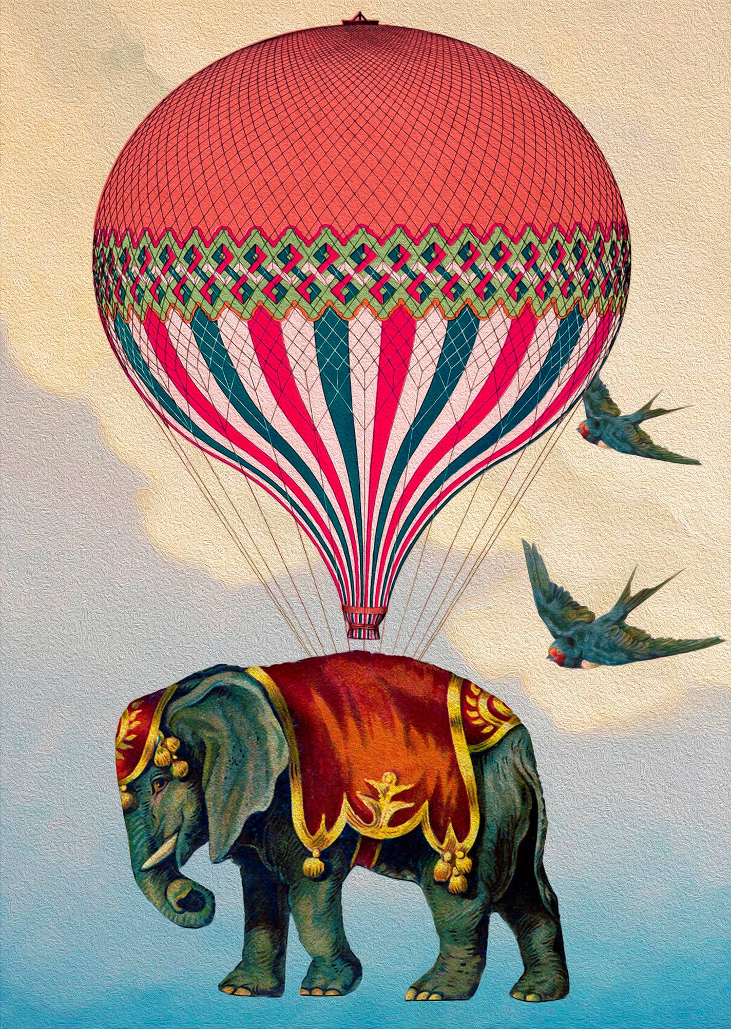 LARGE GREETING CARD - RED HOT AIR BALLOON