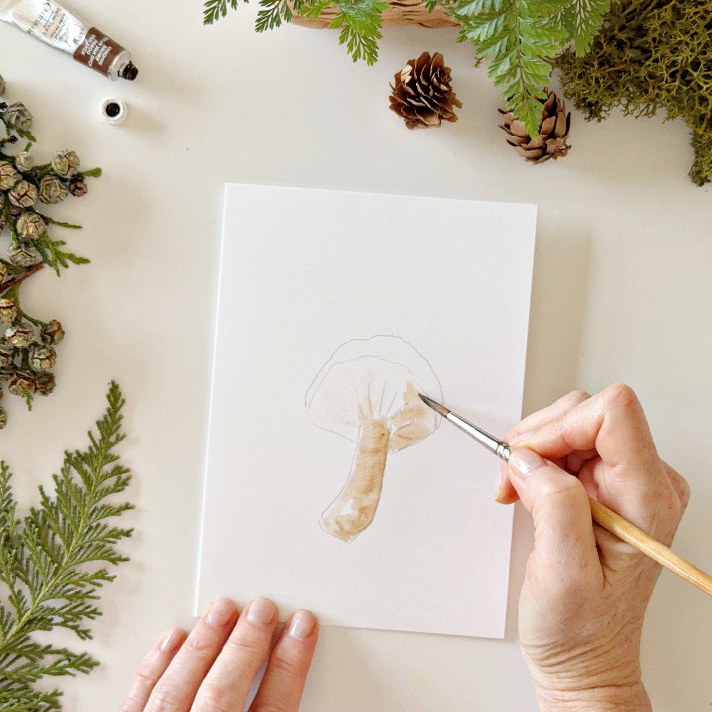 MUSHROOMS PAINTABLE CARDS