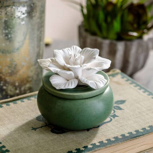 BLOOM PORCELAIN DIFFUSER WITH OIL  - GREEN