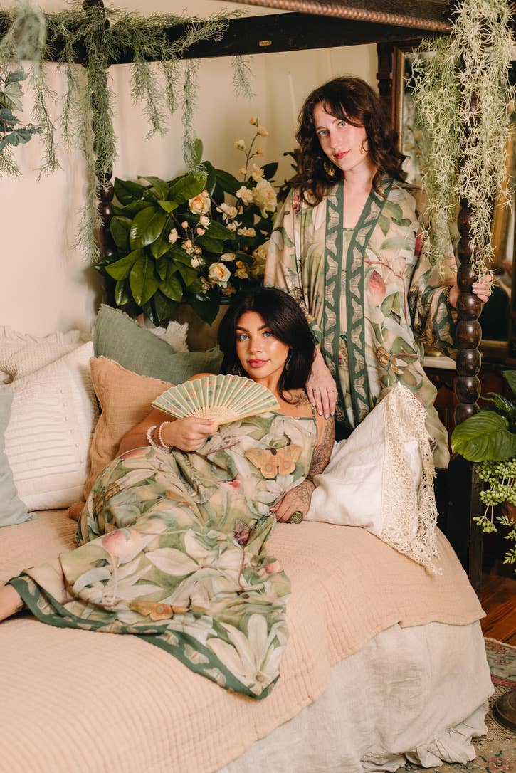 FLEUR DE SOLIEL BOHÉME MAXI  SLIP DRESS WOTH FLORALS & BUTTERFLIES