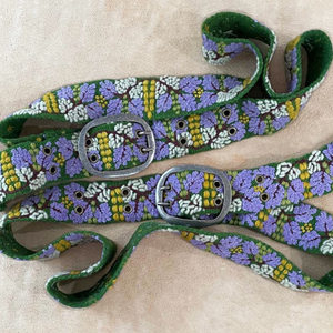 EMBROIDERED WOOL BELT - WISTERIA