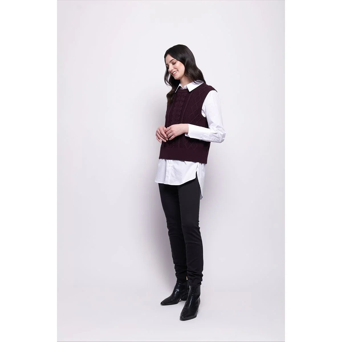 PLOT TWIST VEST - PLUM