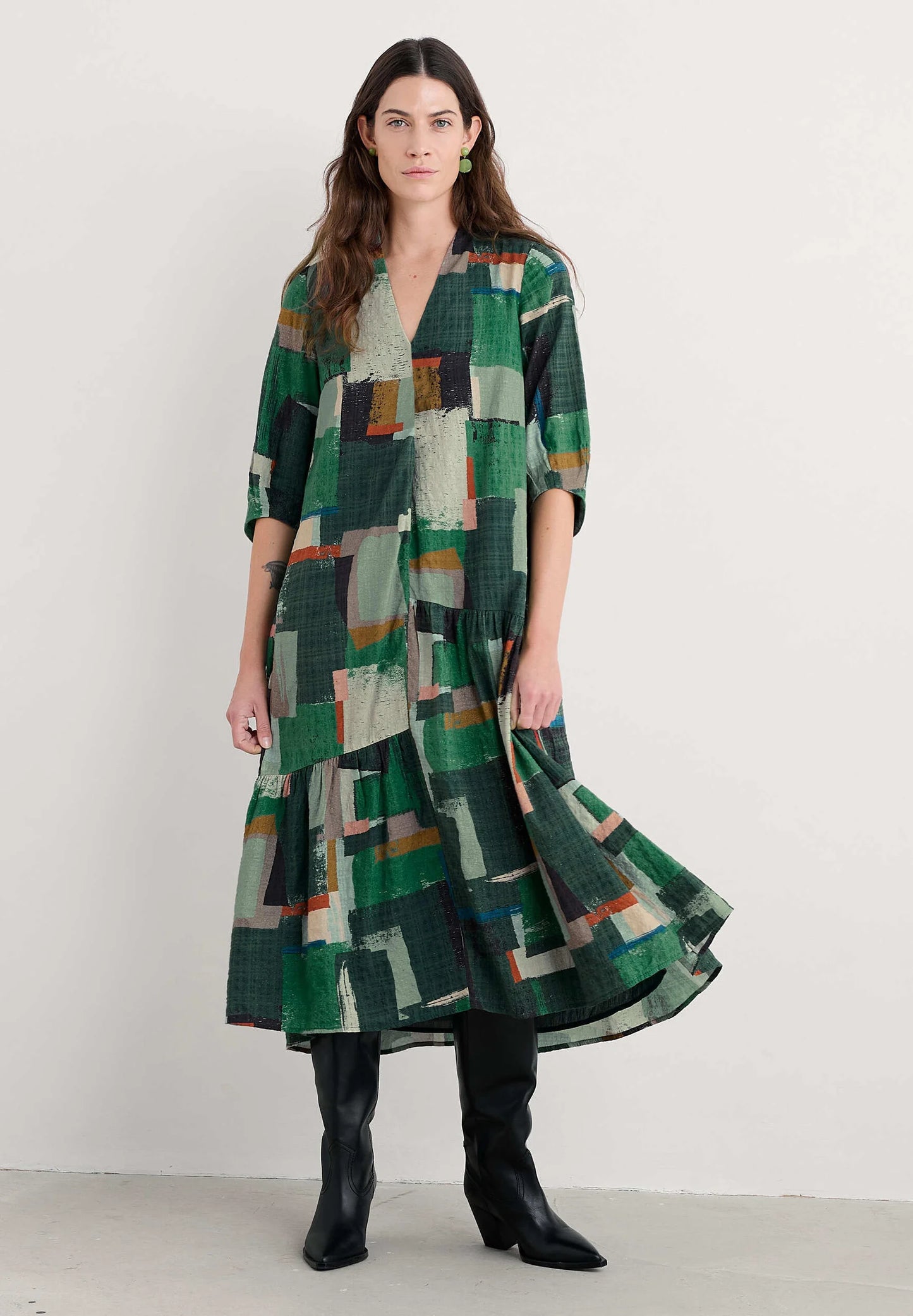 WINDBLOWN DRESS - AERIAL FIELD COPPICE