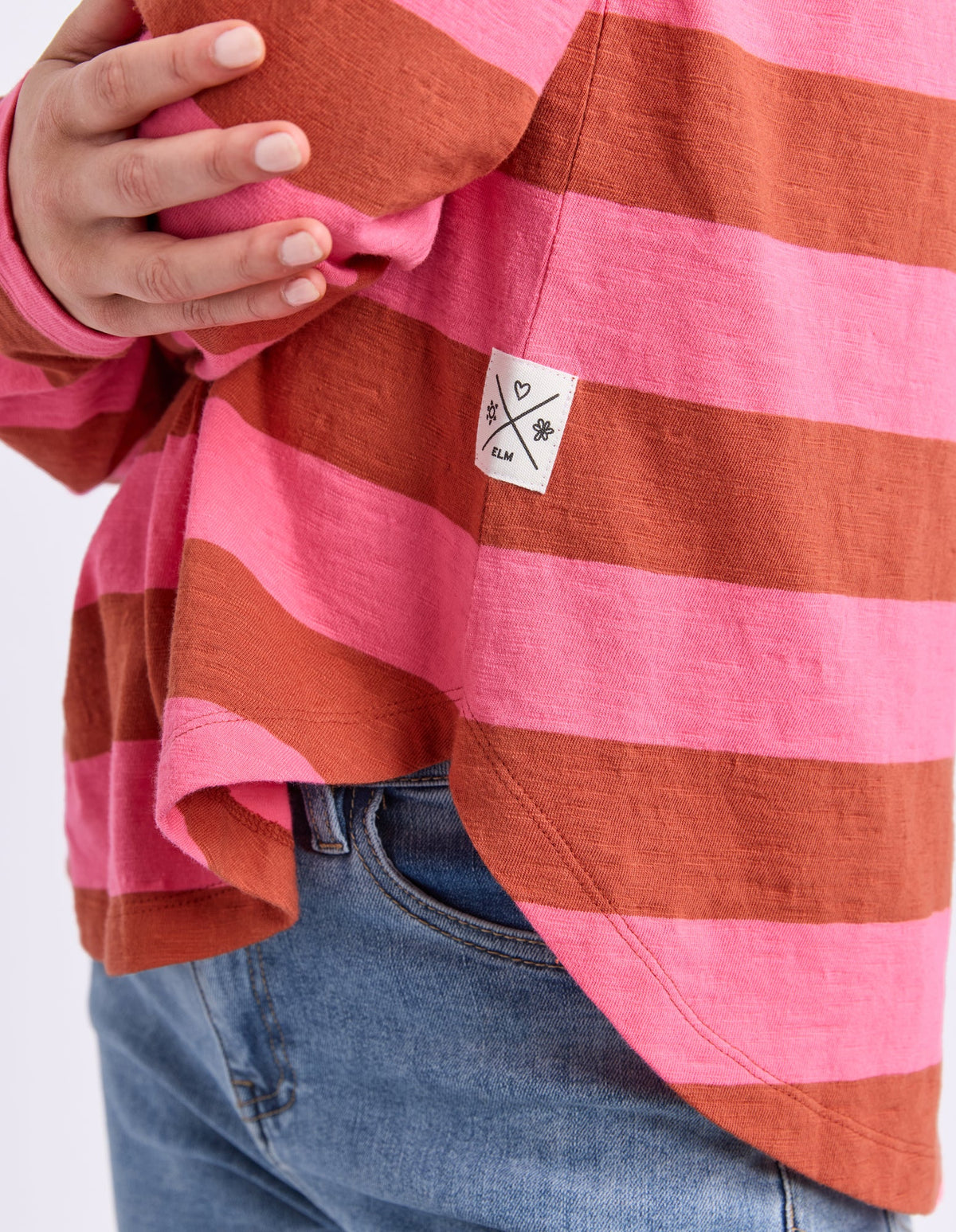 SPRITZ LONG SLEEVE TEE - EARTH & PINK LEMONADE STRIPE