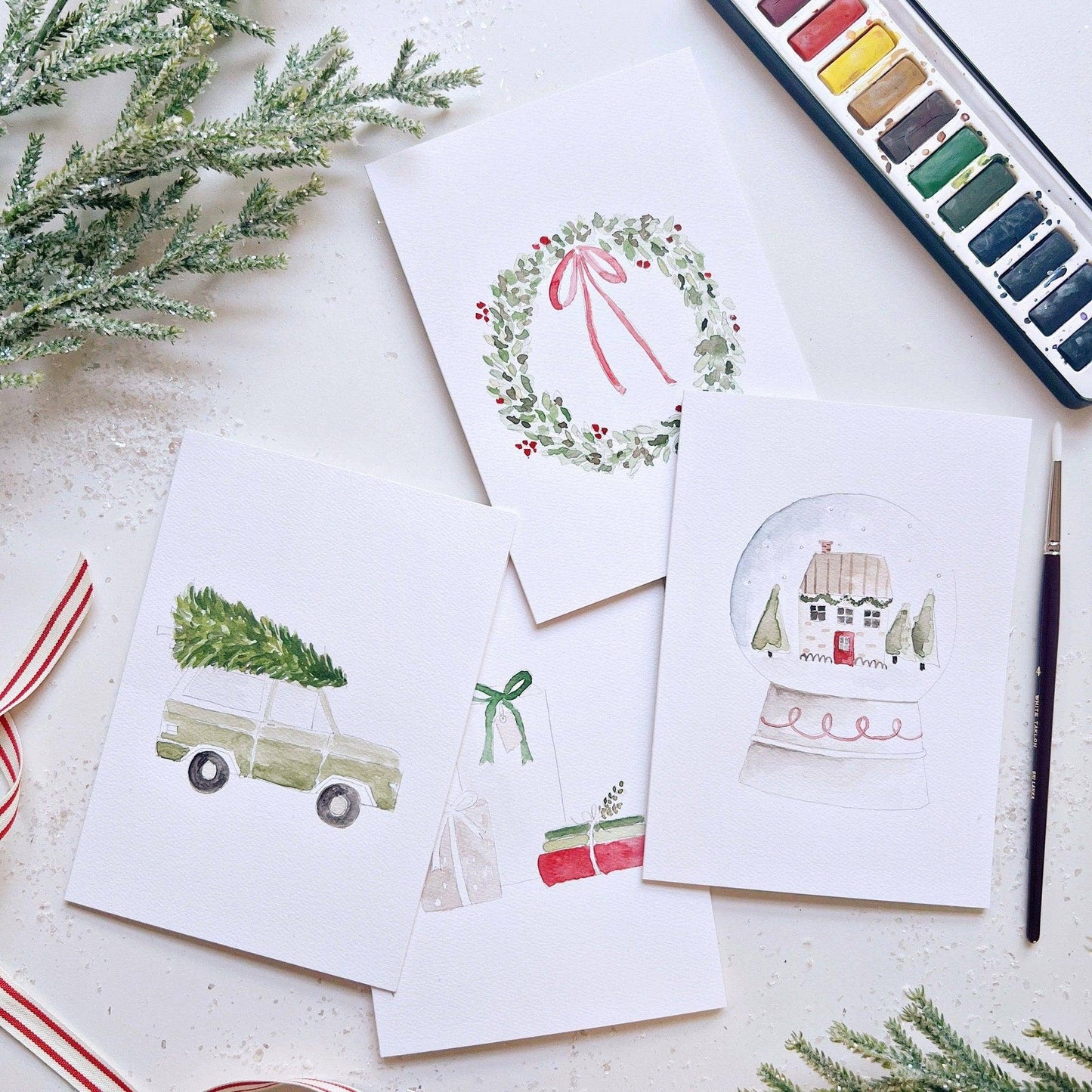 CHRISTMAS CHEER PAINTABLE NOTECARDS SET