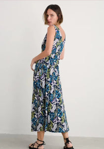 POLMANTER DRESS - LINEAR LEAVES MARITIME