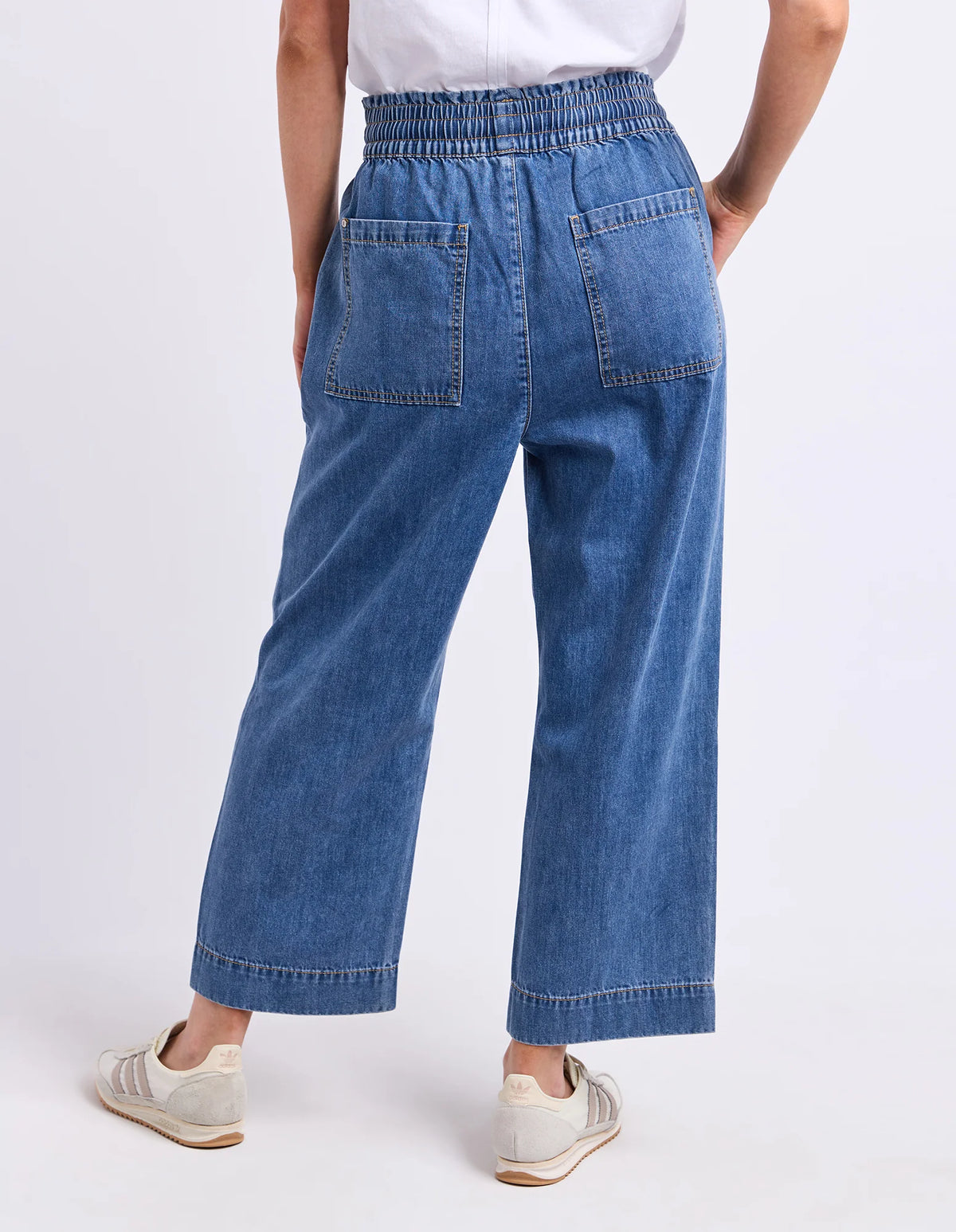 GRETA SLIM LEG PANT - MID BLUE WASH
