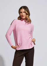OTTOMAN FUNNEL NECK KNIT TOP - FONDANT