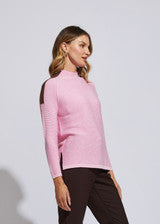 OTTOMAN FUNNEL NECK KNIT TOP - FONDANT