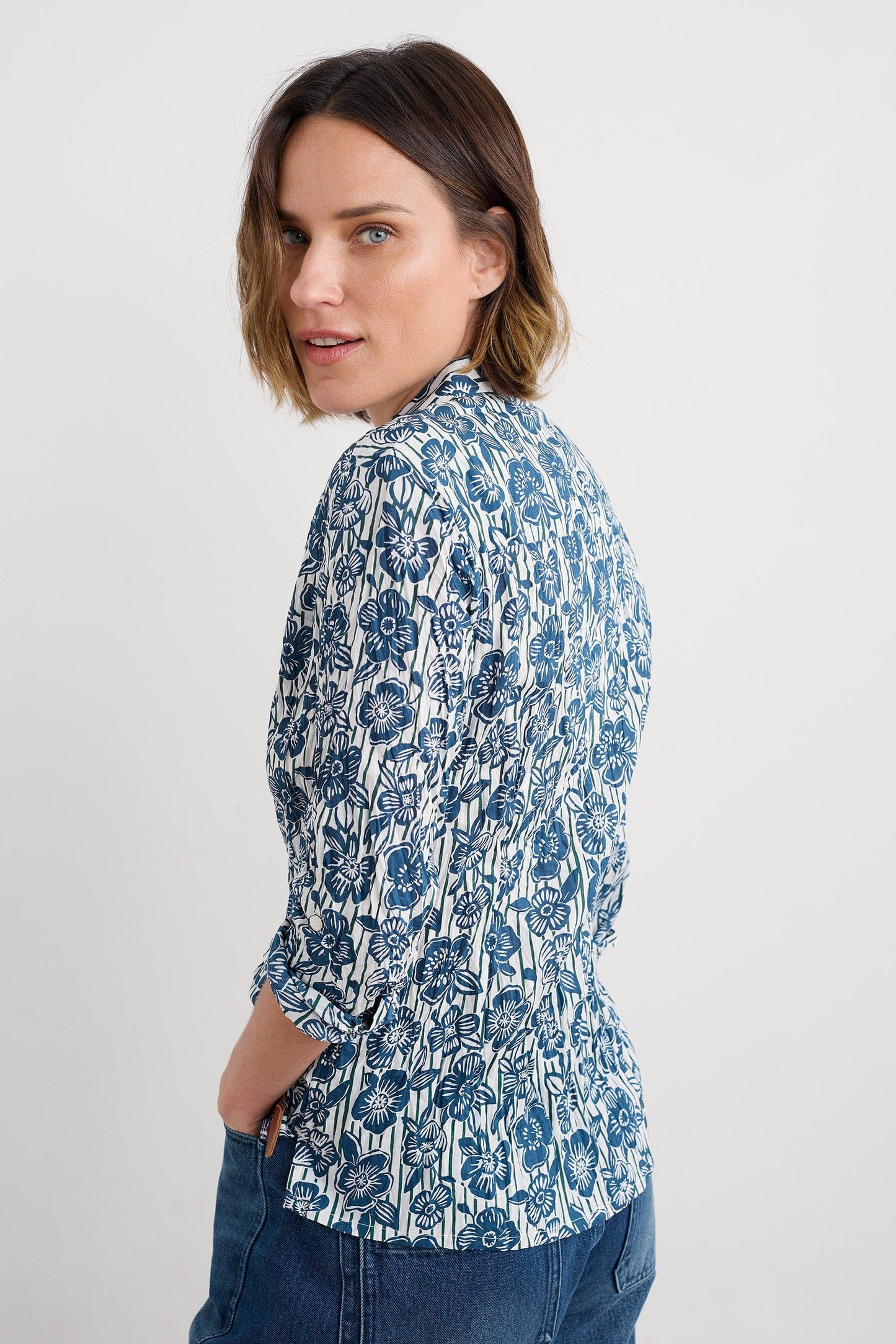 LARISSA SHIRT - FLORAL IMPRINT CHALK