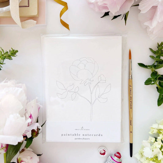 GARDEN FLOWERS PAINTABLE WATERCOLOUR NOTECARD SET
