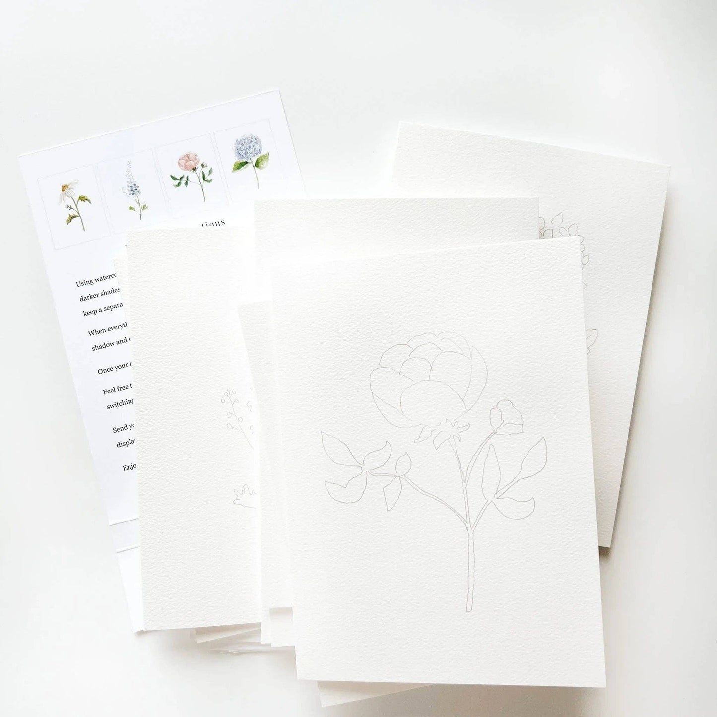 GARDEN FLOWERS PAINTABLE WATERCOLOUR NOTECARD SET