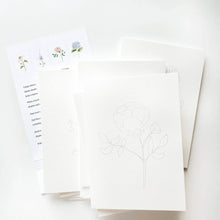 Load image into Gallery viewer, GARDEN FLOWERS PAINTABLE WATERCOLOUR NOTECARD SET