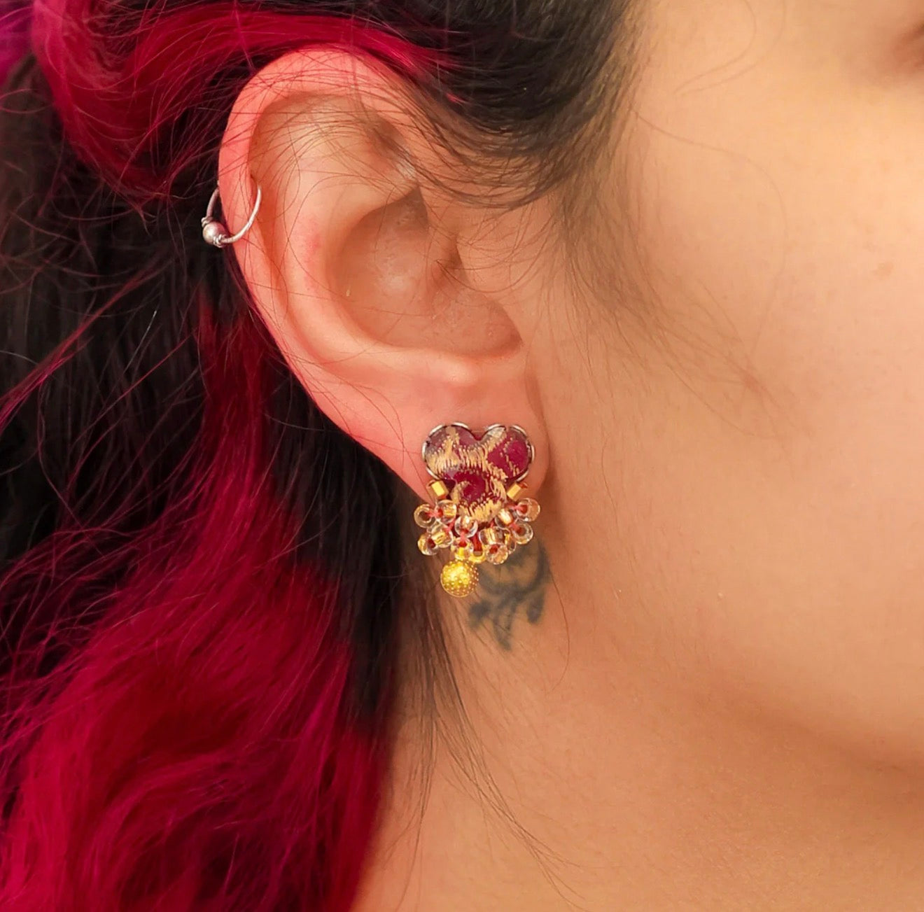 BAIKA STUD BEADED EARRINGS - PLUM WINE SET