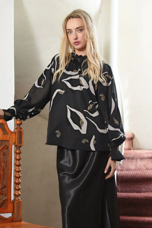 HIGH DRAMA BLOUSE - BLACK