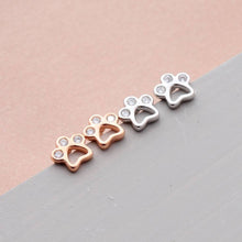 Load image into Gallery viewer, THE COMPANION - ROSE GOLD CRYSTAL TINY PAW EARRINGS