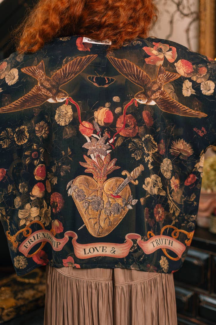 HEART OF GOLD PIXIE CROP DUSTER WITH SACRED HEART